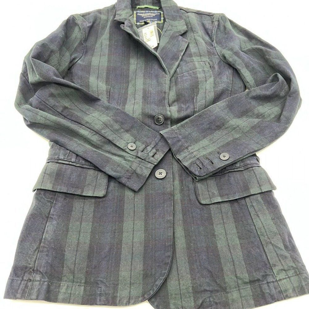 American Eagle Outfitters Green Plaid Coat Size XS NWT